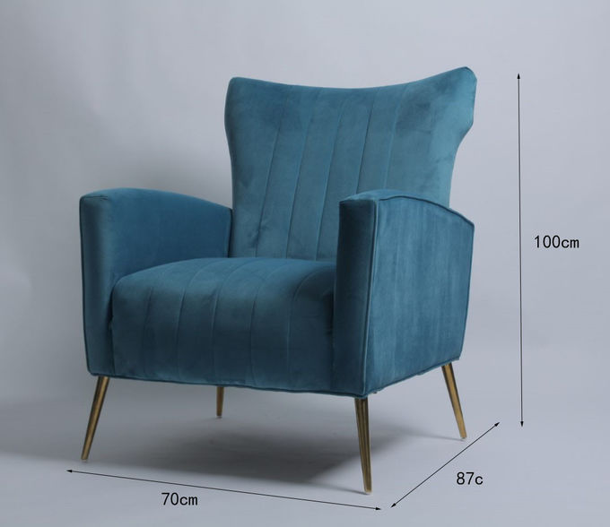 Modern Blue Velvet Armchair With Stainless Steel Legs 1