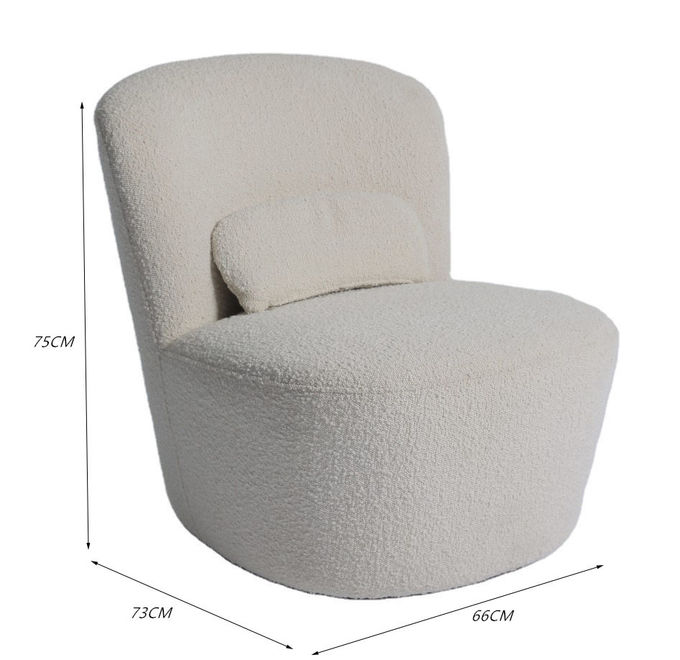 Single Beige Velvet Armchair Modern Fabric Sofa Chair 75*82*70cm 2