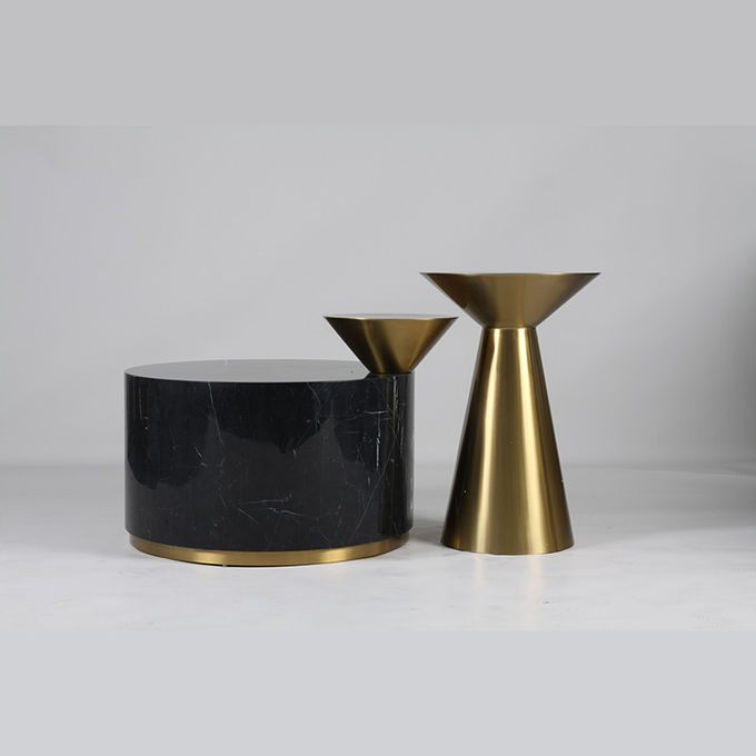 Luxury Golden Stainless Steel Round Coffee Table UnFolded 1